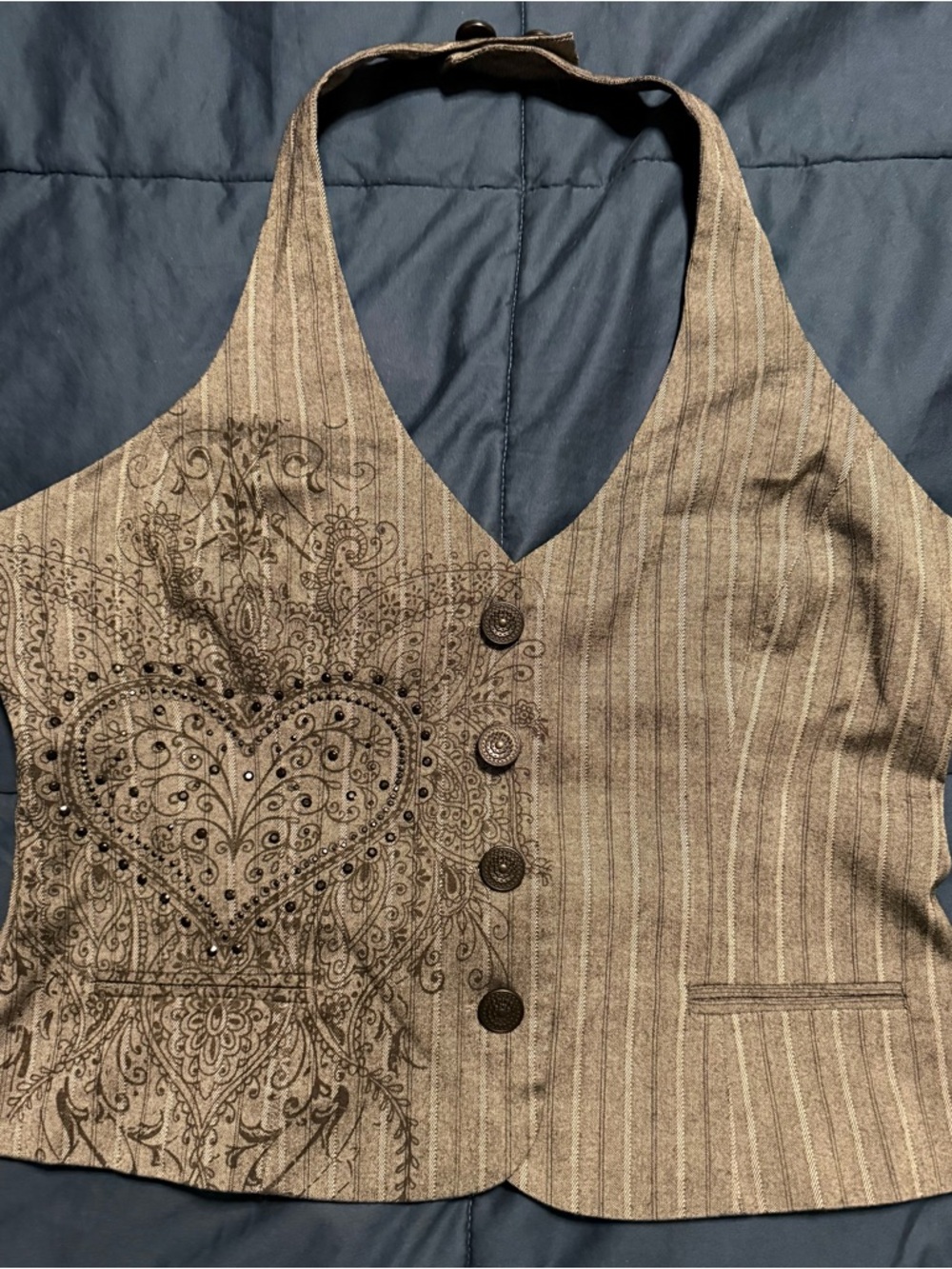 Sears Charcoal Pinstripe Juniors Vest